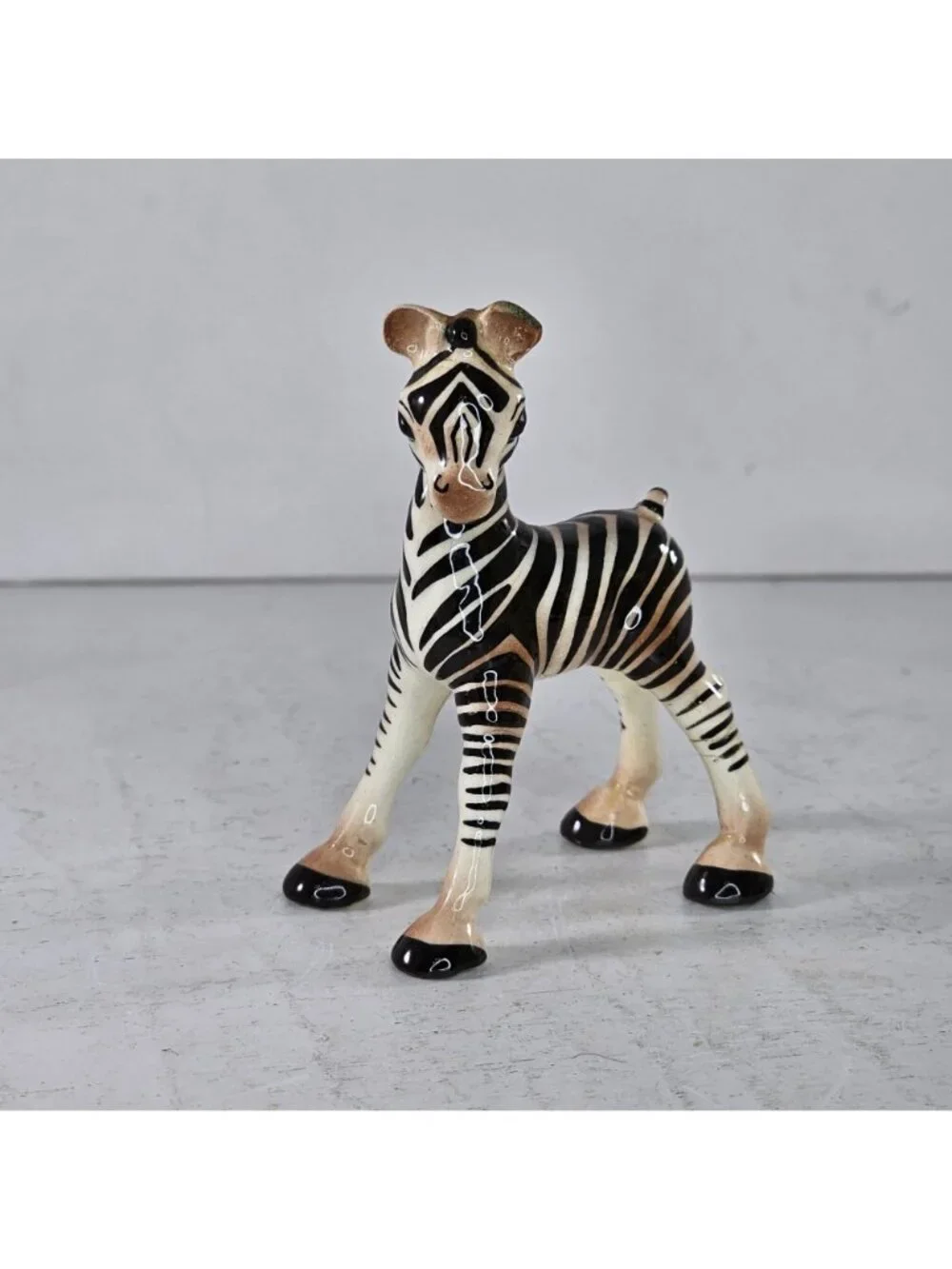 Vintage 1950s Hagen Renaker DW Zebra Baby Figurine Monrovia Ceramic *Repaired*